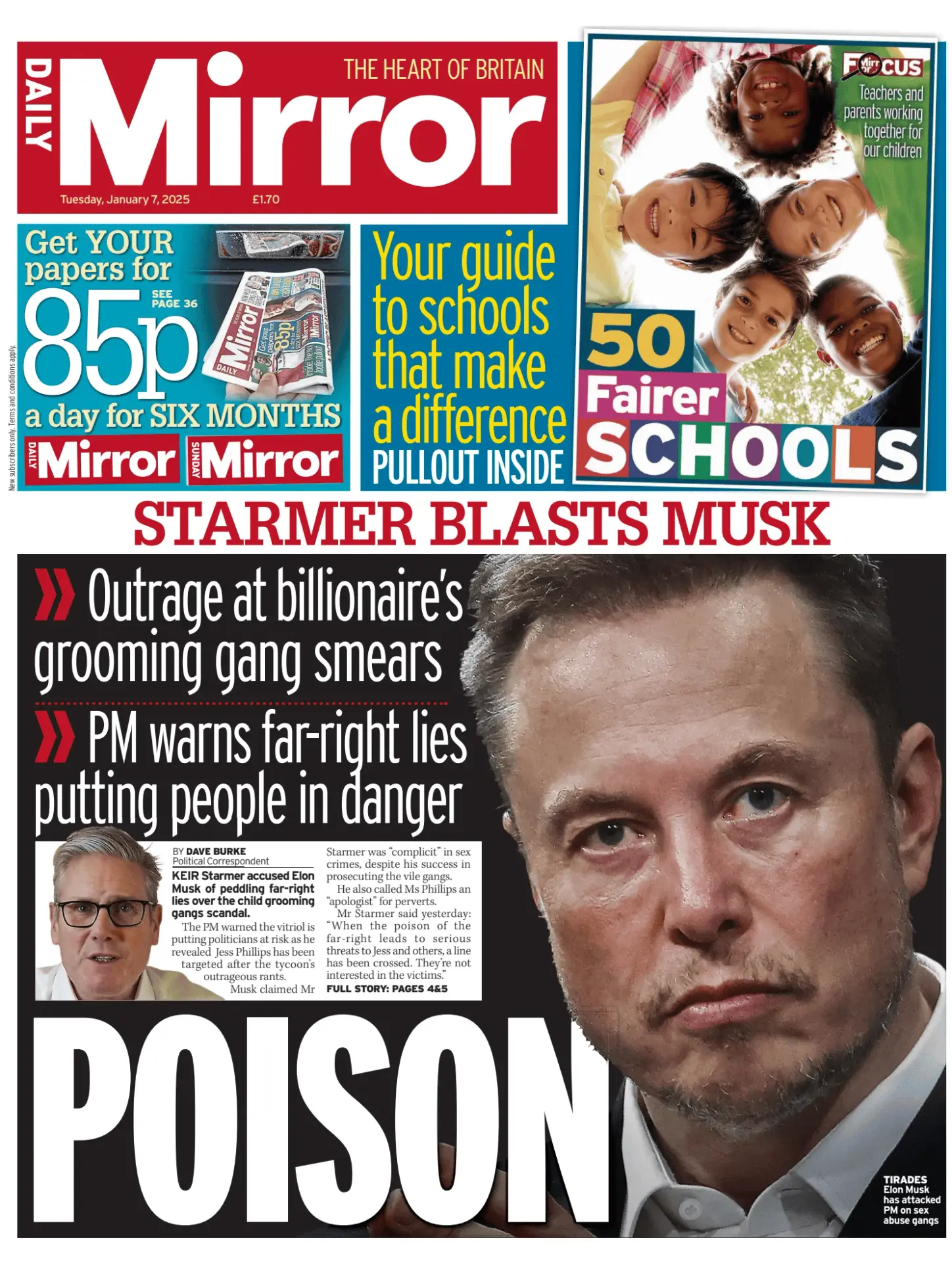 Prima-pagina-Daily Mirror-edizione-di-oggi-07-01-2025